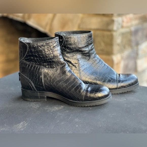 Ilse Jacobsen Black Croc Pattern Boots Size 39 - Picture 1 of 6